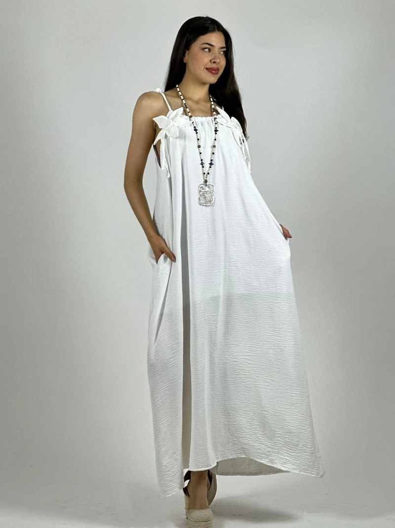 VESTIDO FLOR TELA CEY BEIGE - 2