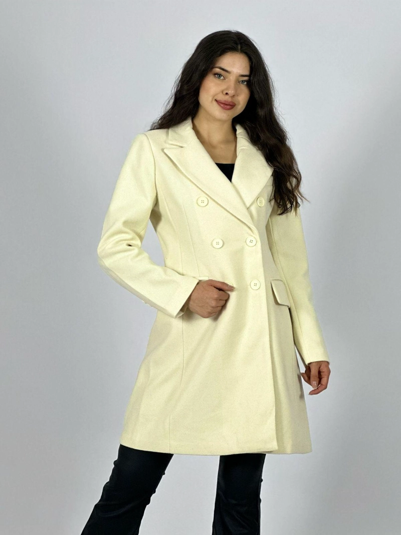 ABRIGO LARGO DE PAÑO 6 BOTONES BEIGE - 1