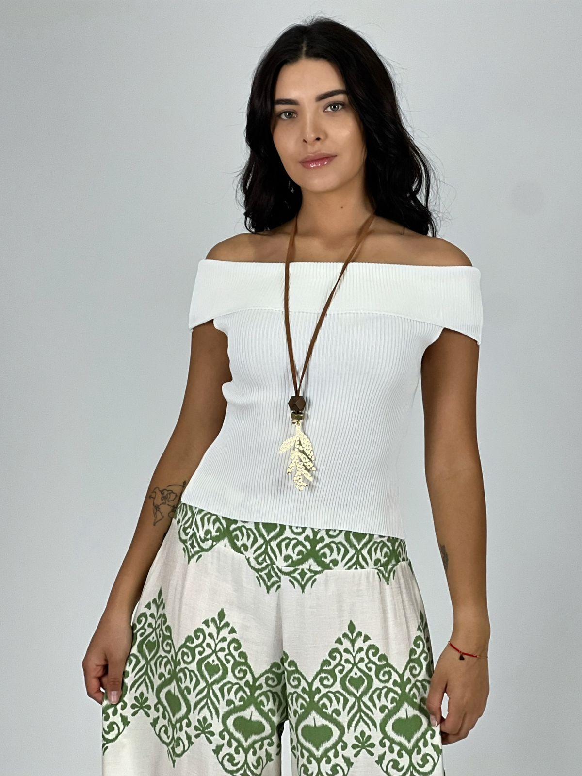 POLERA TOP HOMBROS DESCUBIERTOS - BLANCO - TAMAÑO ÚNICO - 1