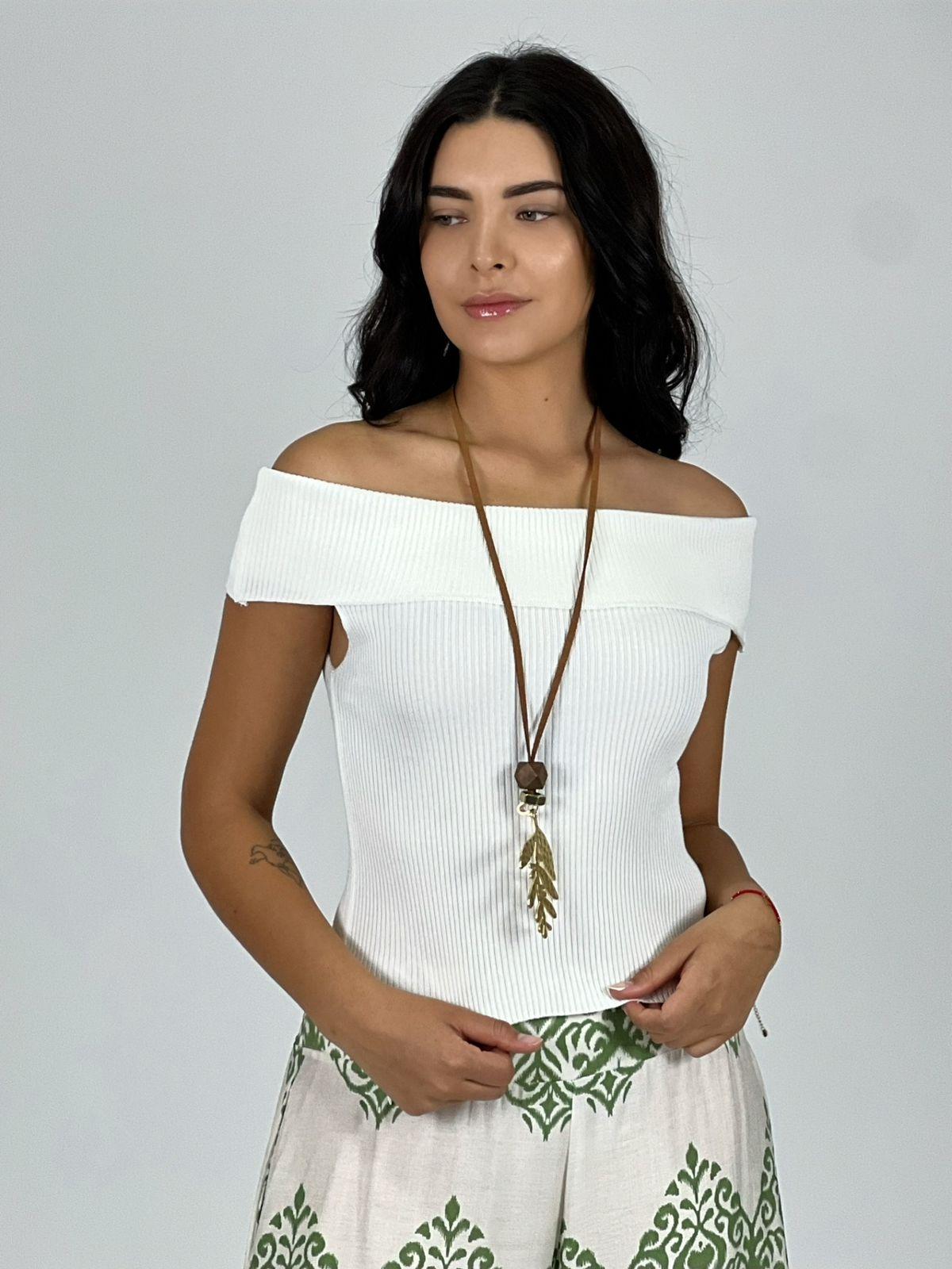 POLERA TOP HOMBROS DESCUBIERTOS - BLANCO - TAMAÑO ÚNICO - 2