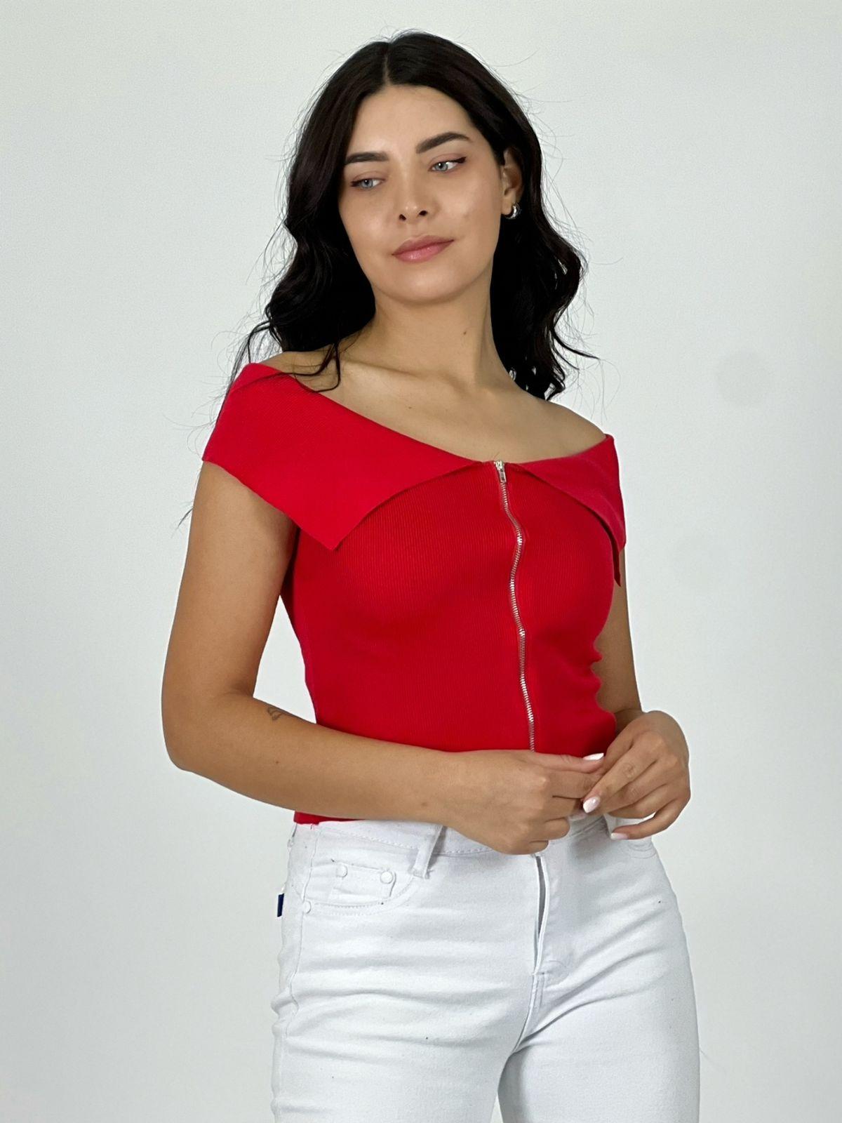 POLERA TOP CON CIERRE - ROJO - 1
