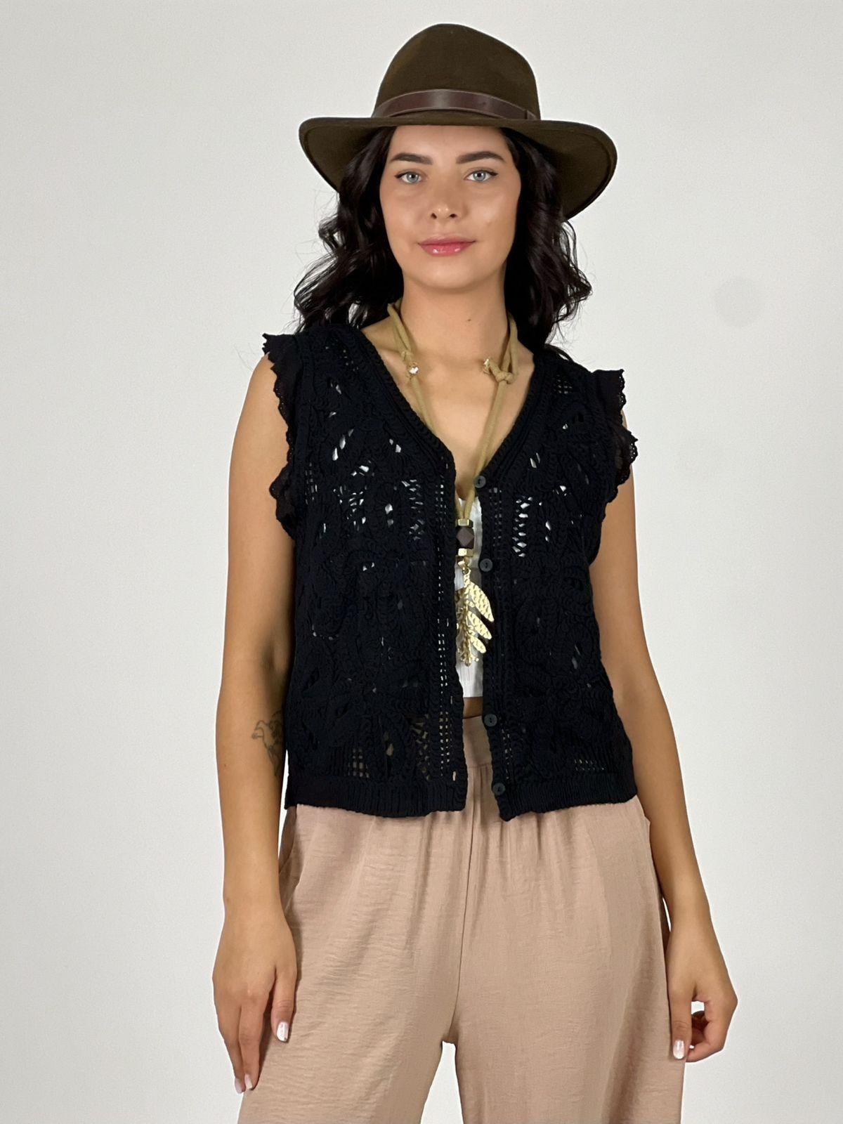 TEJIDO CROCHET ABOTONADO - BEIGE - 1