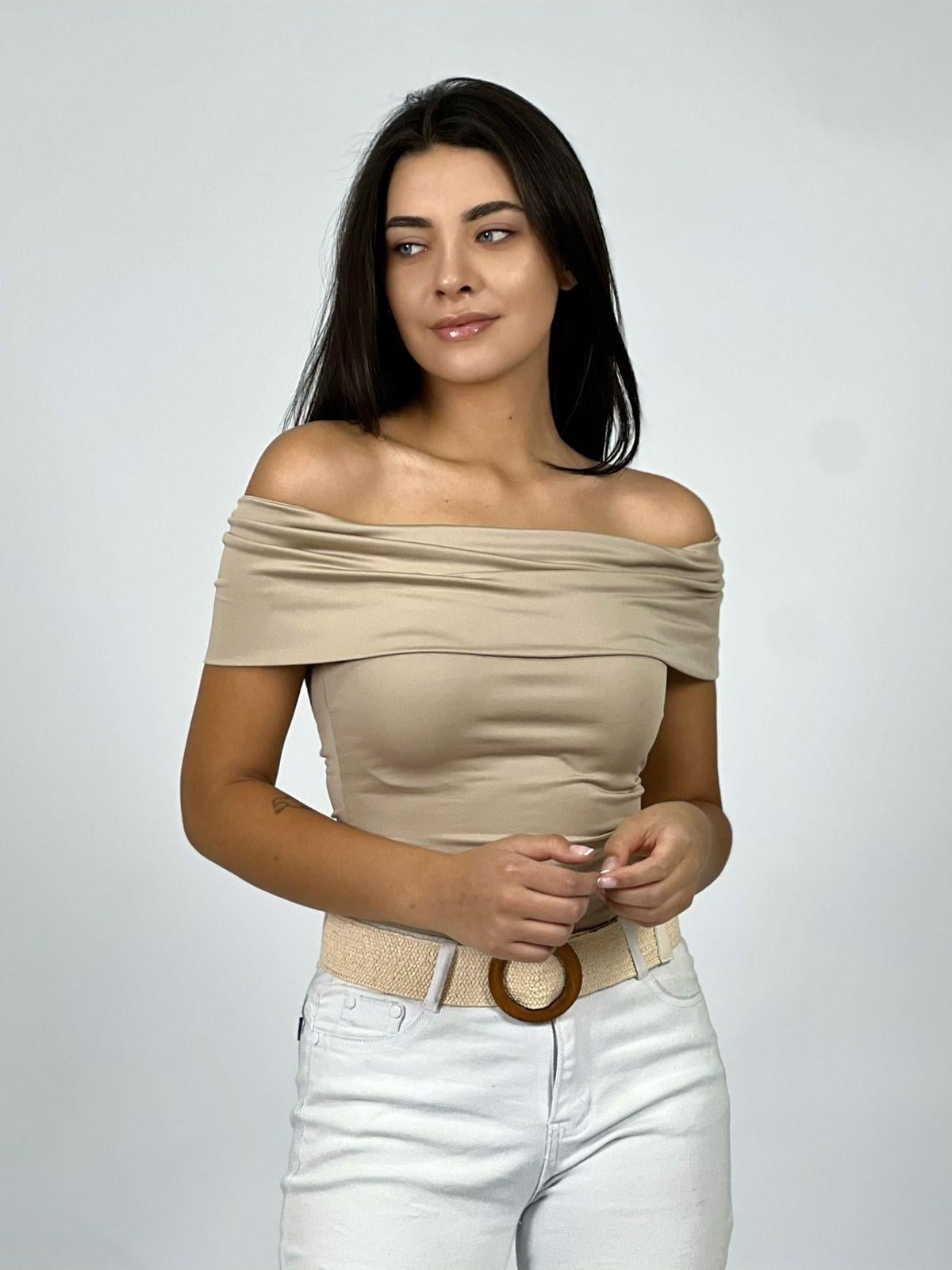 POLERA ALGODÓN MUJER ENIGMÁTICA ELASTICADA HOMBROS CAÍDOS - 1