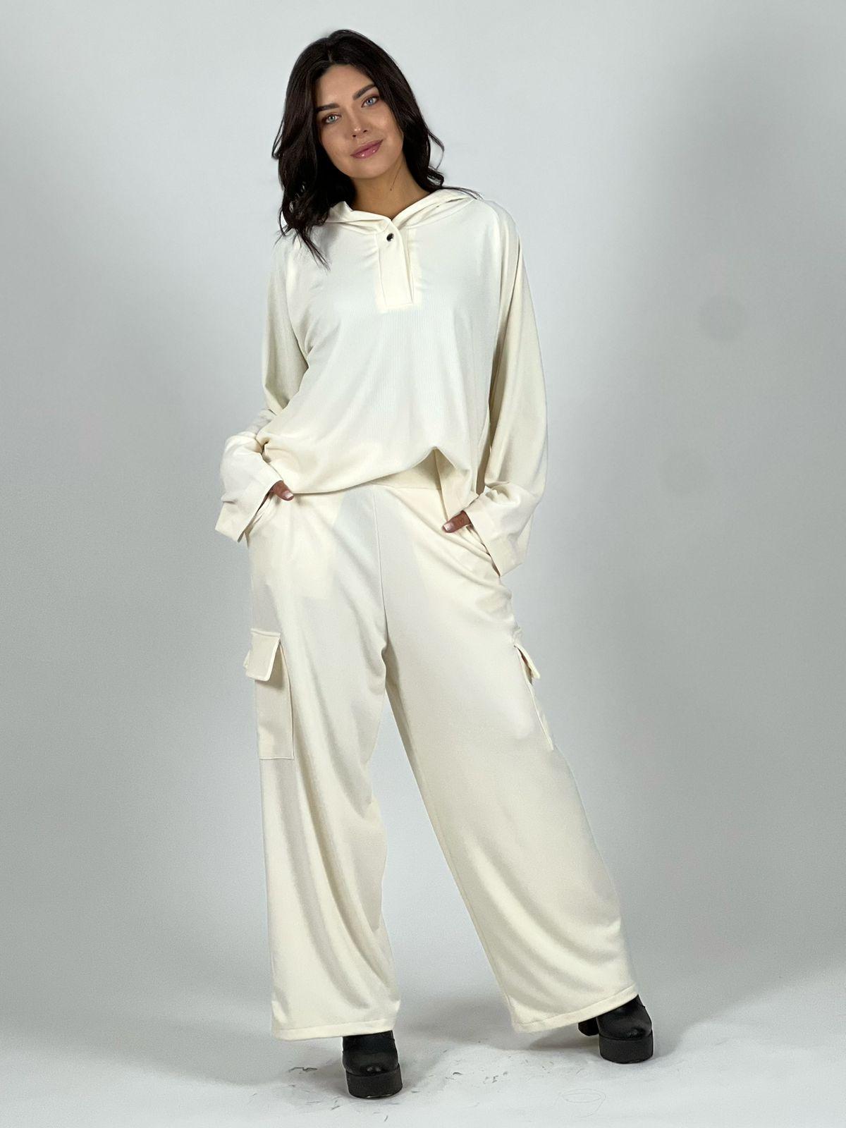 CONJUNTO DELGADO PANTALÓN Y POLERÓN EN COLOR BLANCO - 1