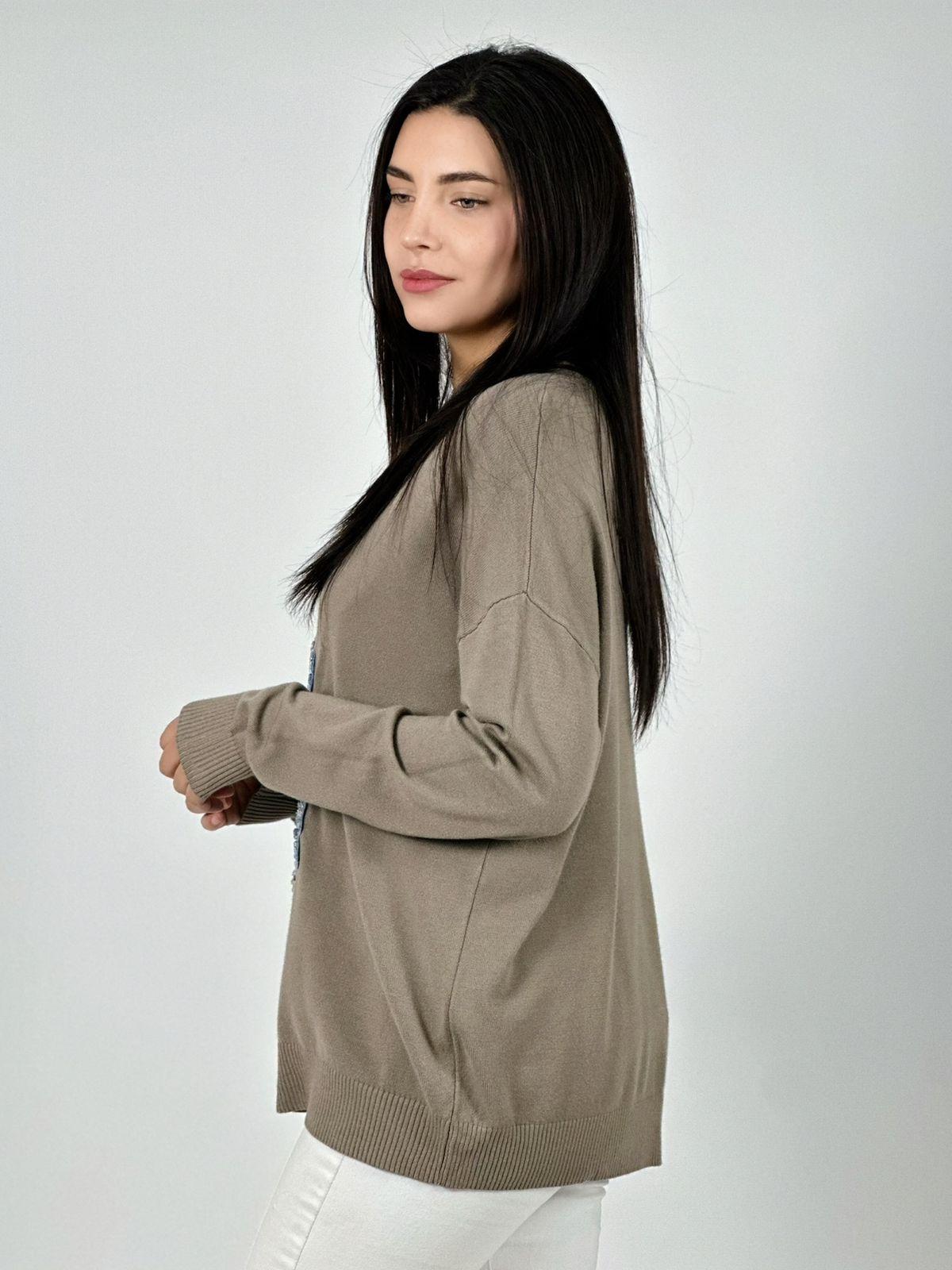 SWEATER SPANDEX DISEÑO OSITO BRILLANTE NEGRO - 3