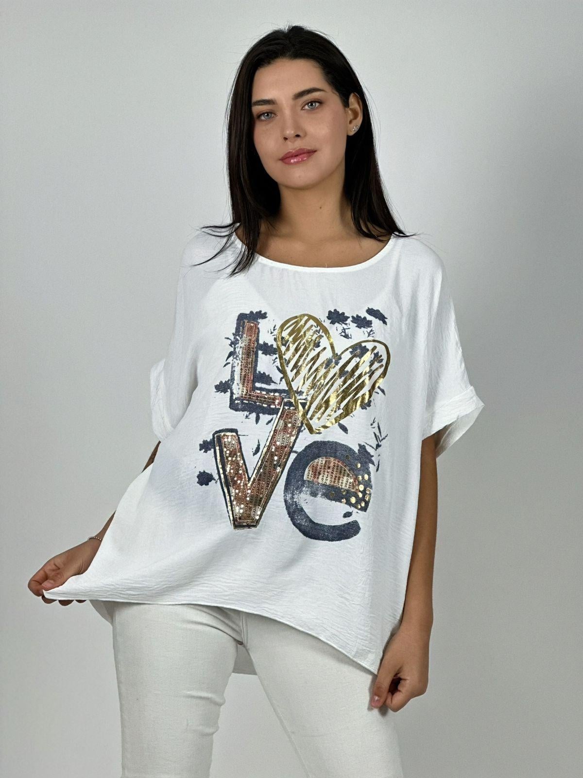 POLERA ALGODON LOVE CORAZON BRILLANTE NEGRO - 2