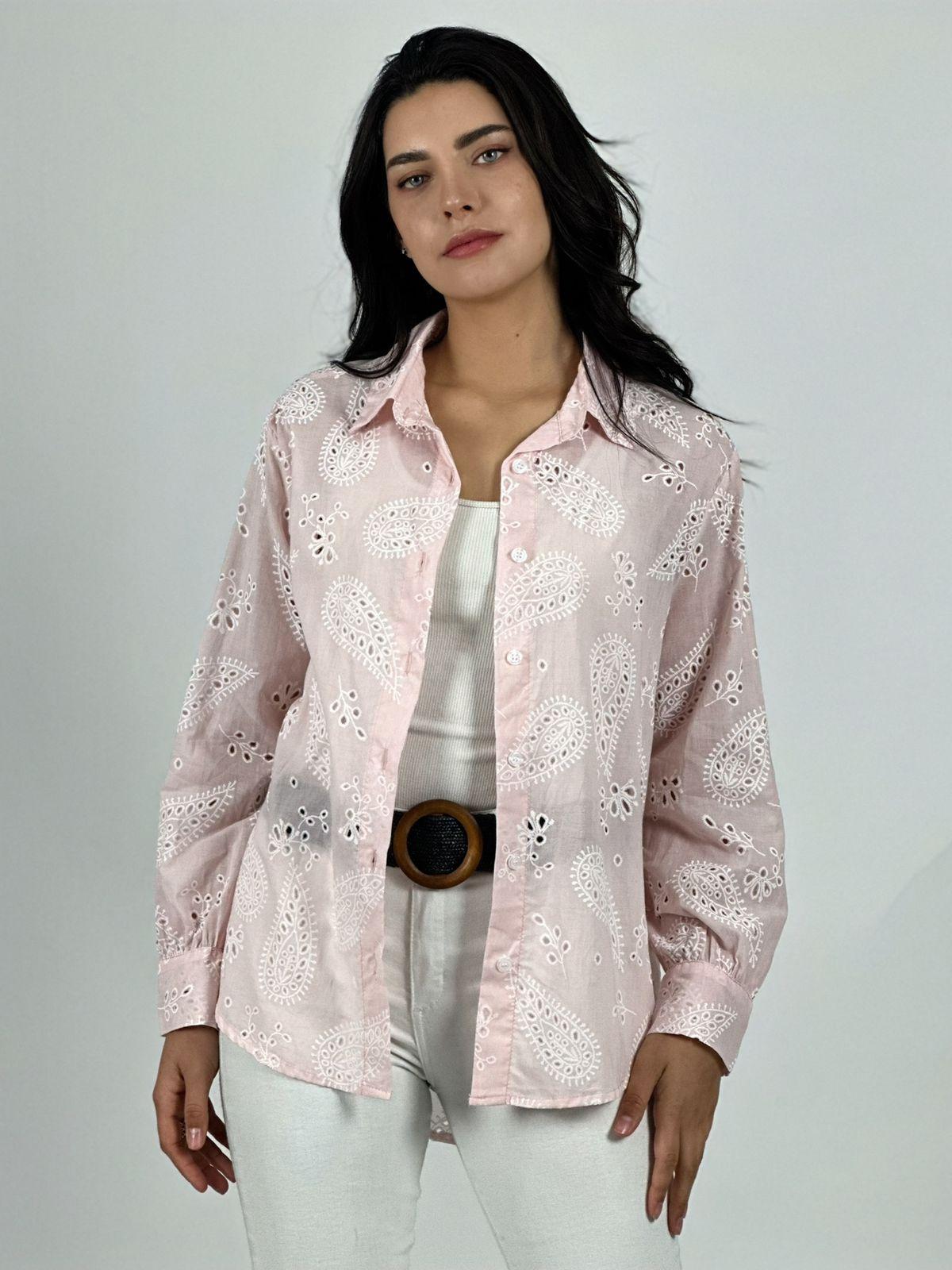 BLUSA BORDADO ESTILO BRODERI CELESTE - 1