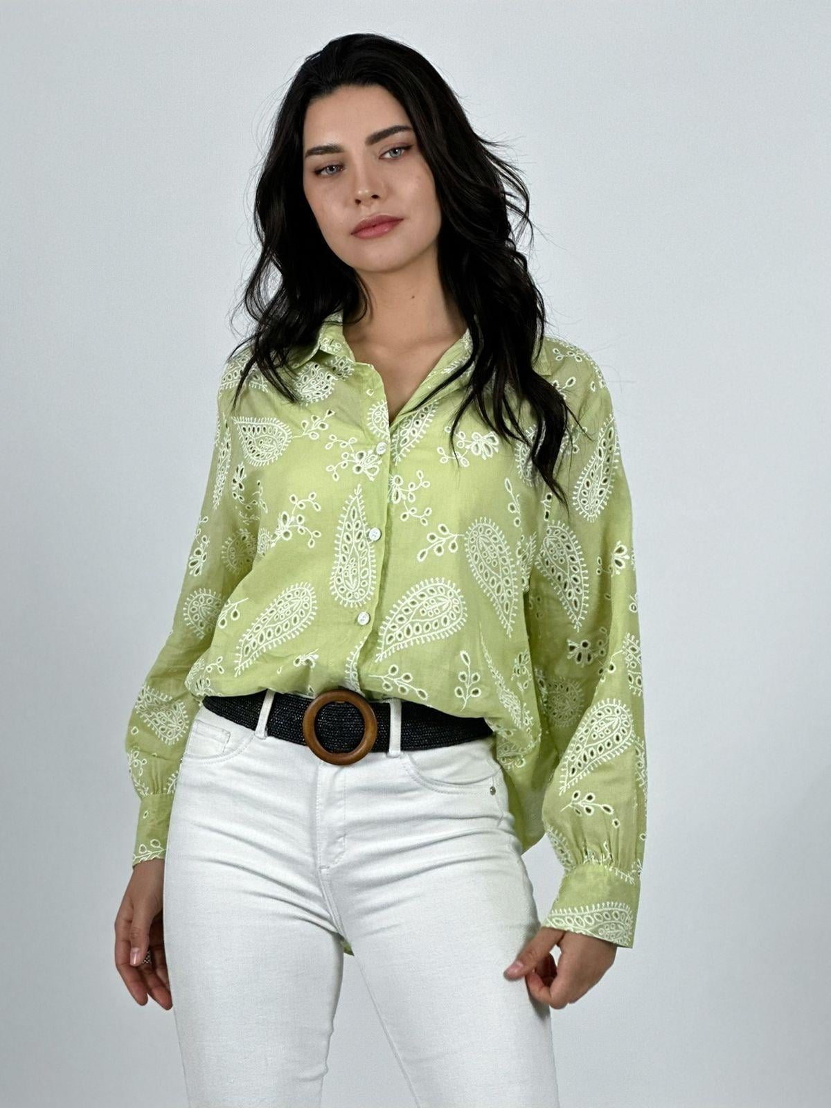 BLUSA BORDADO ESTILO BRODERI CELESTE - 1