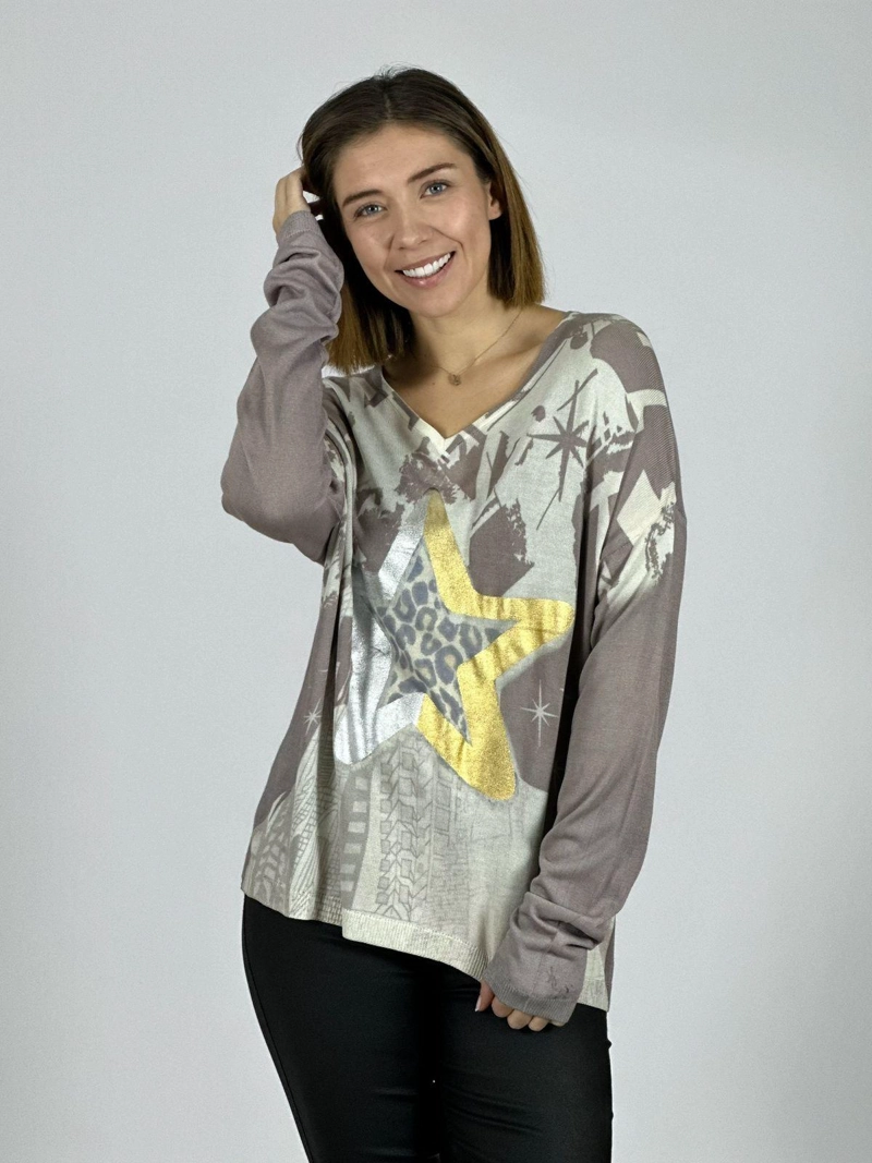 SWEATER HILO ESTRELLA BRILLANTE PRINT CAFE - 2