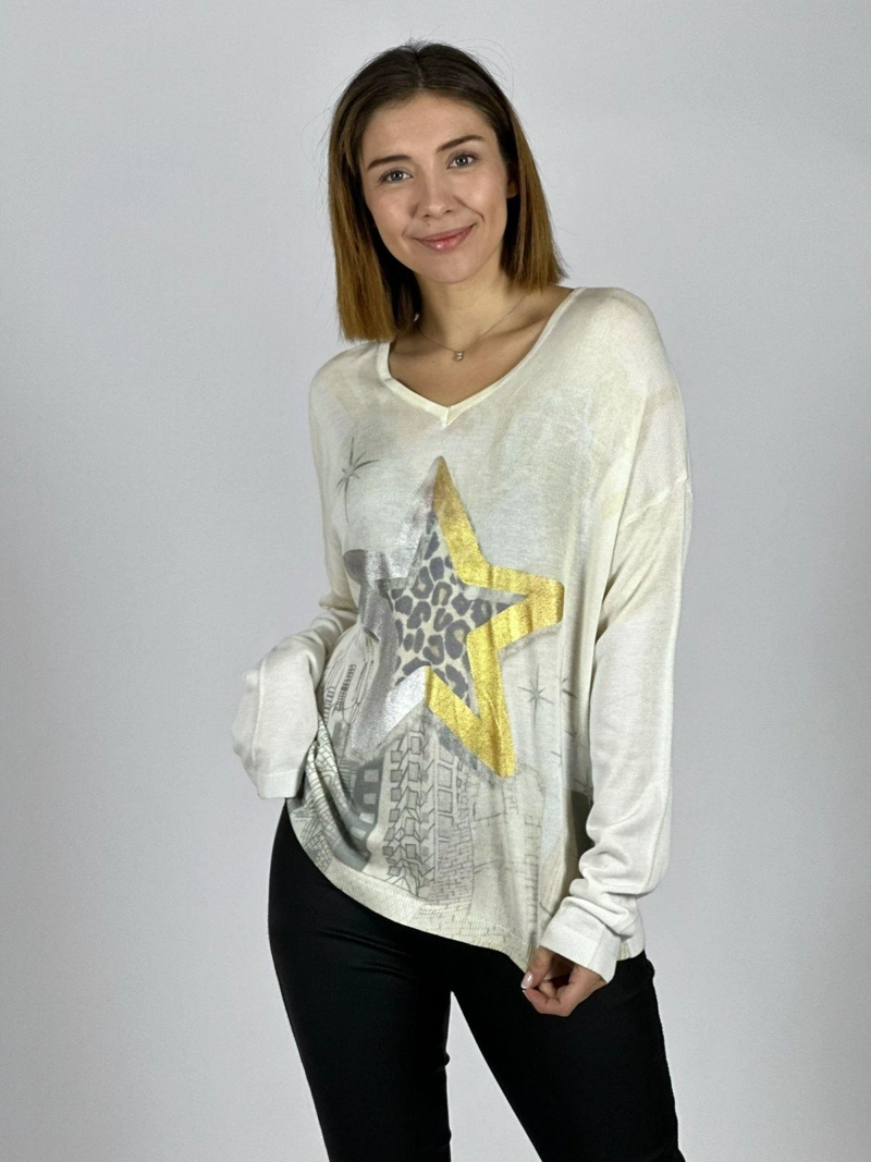 SWEATER HILO ESTRELLA BRILLANTE PRINT CAFE - 2