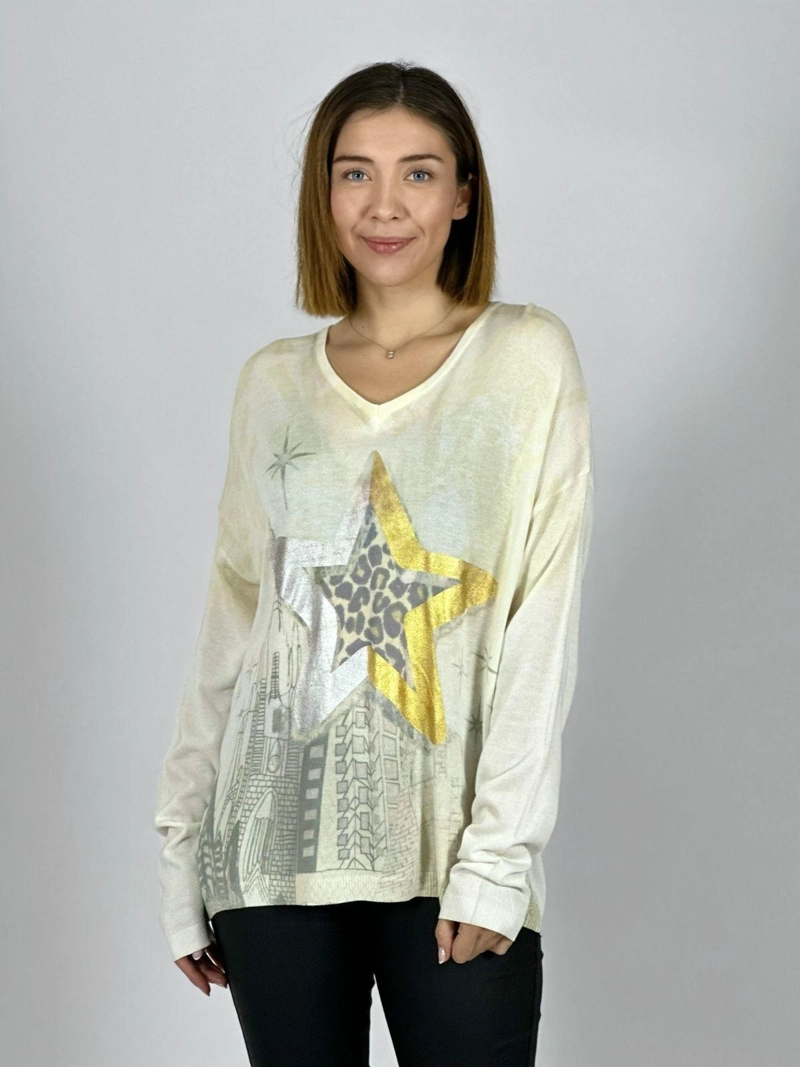 SWEATER HILO ESTRELLA BRILLANTE PRINT CAFE - 3