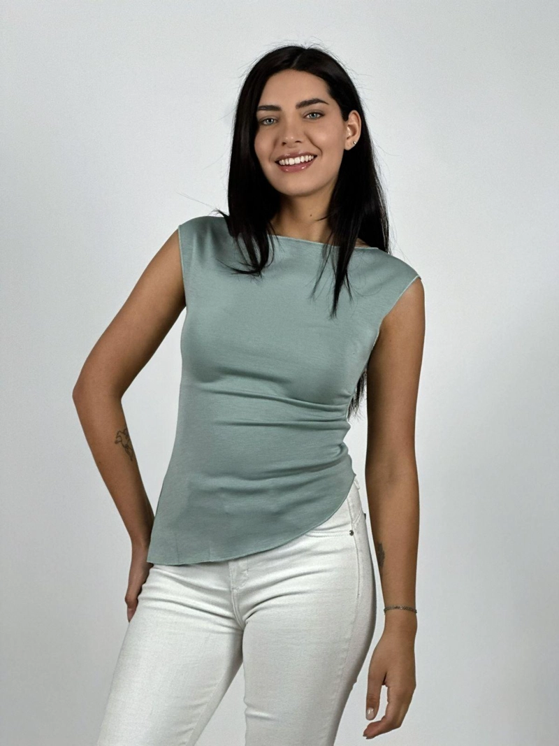 POLERA ELASTICADA ASIMETRICA ROSADO - 1