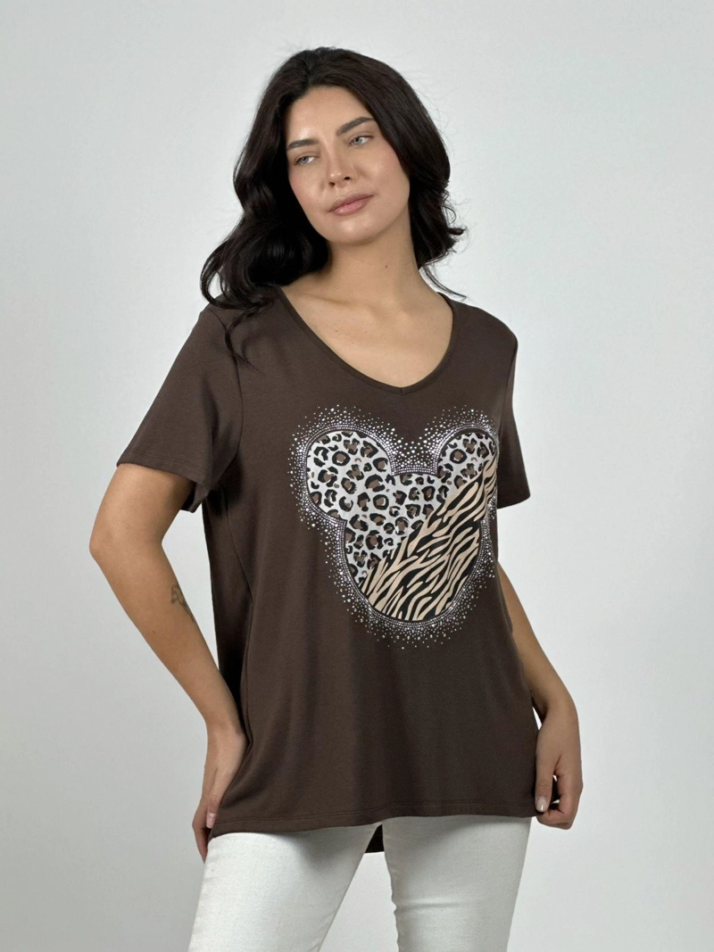 POLERA ALGODON MICKEY CON BRILLOS BLANCO - 1