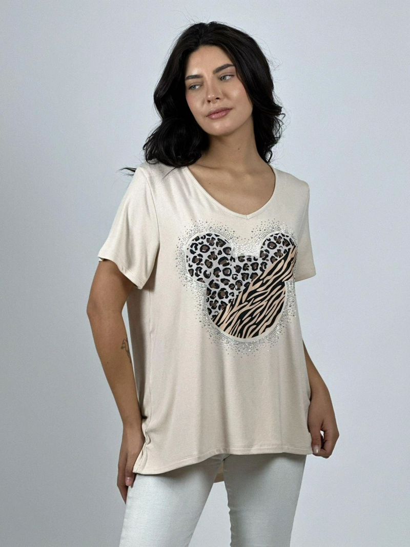 POLERA ALGODON MICKEY CON BRILLOS BLANCO - 2