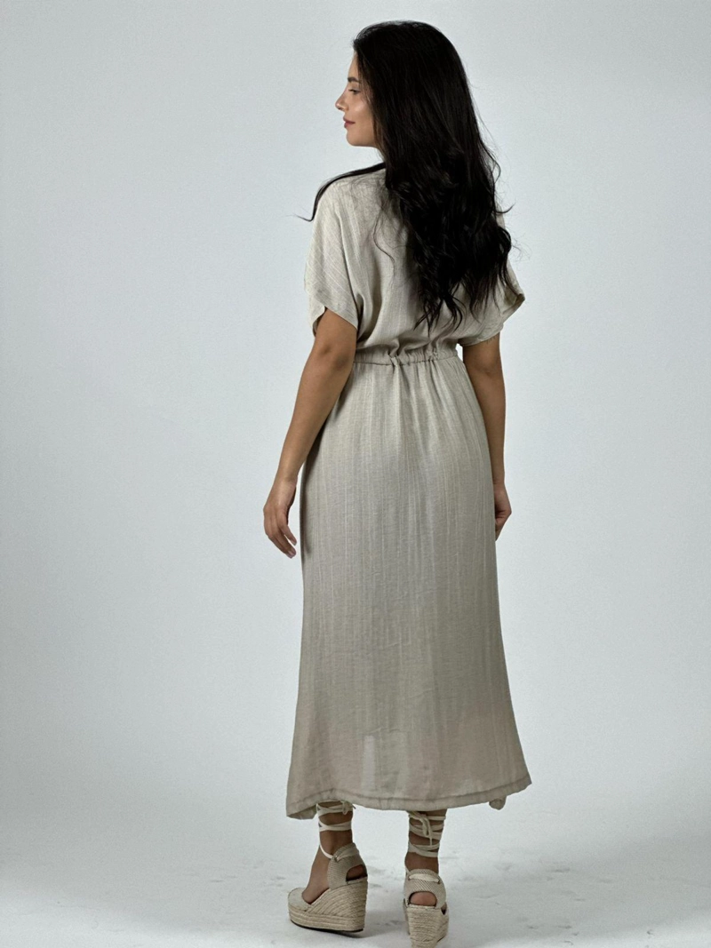 VESTIDO ABOTONADO AJUSTADO EN LA CINTURA ROSADO - 3