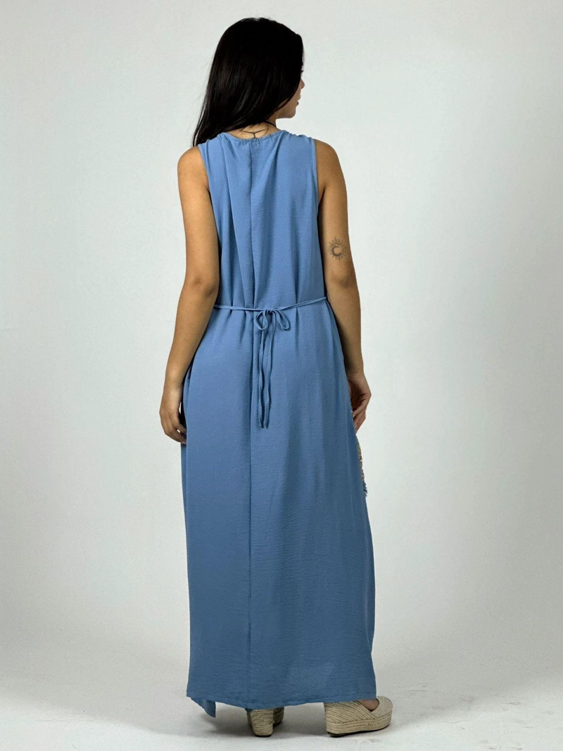 VESTIDO CREPE   ESTRELLA BRILLANTE BEIGE - 3