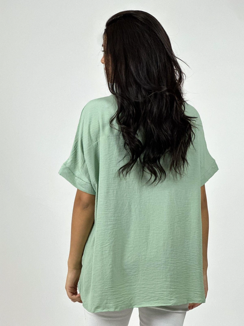 BLUSA CREPE  LOVE PRINT CHIC CON BRILLOS BEIGE - 3