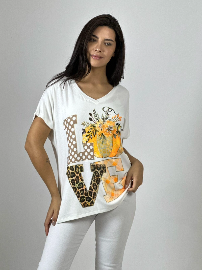 POLERA ALGODON LOVE PRINT ROSADO - 2