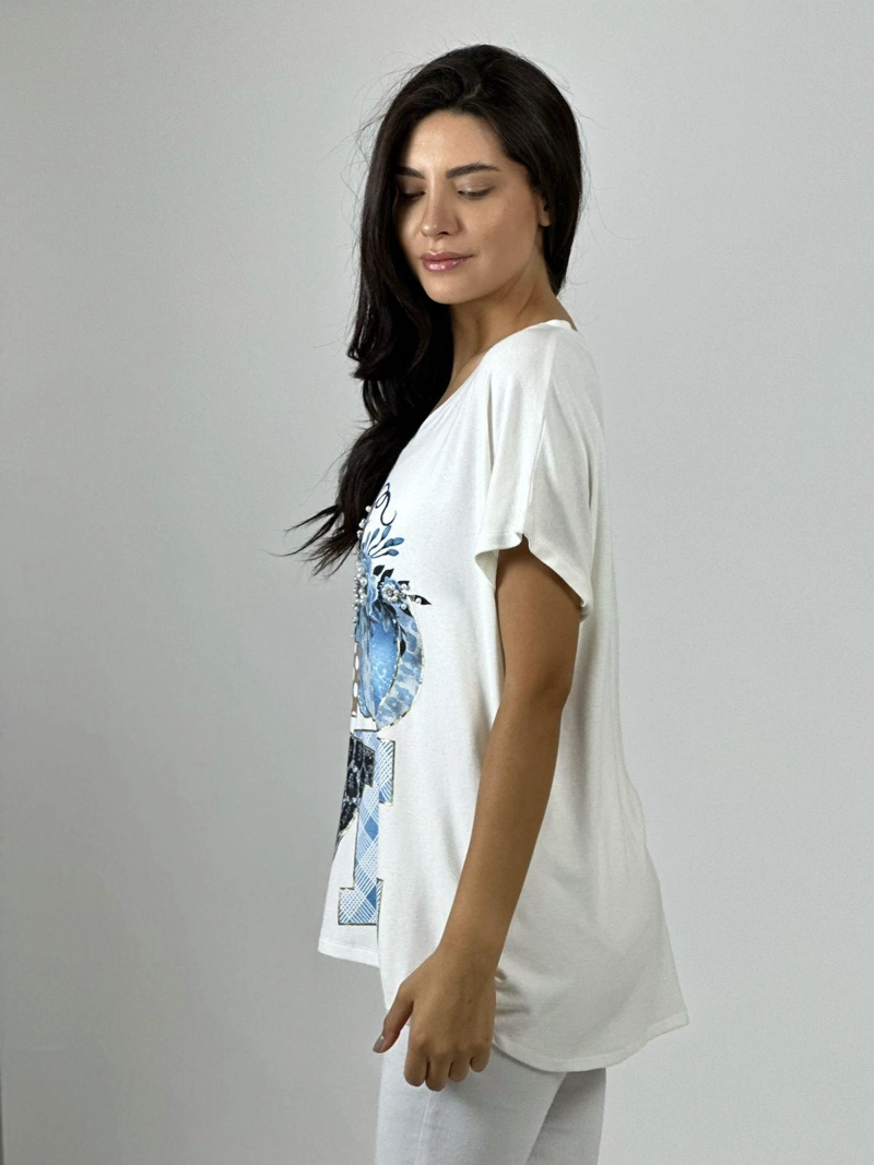 POLERA ALGODON LOVE PRINT ROSADO - 3