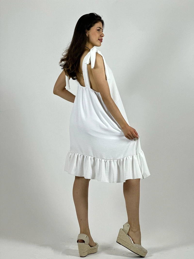 MINI VESTIDO AMARRA EN HOMBROS BEIGE - 4
