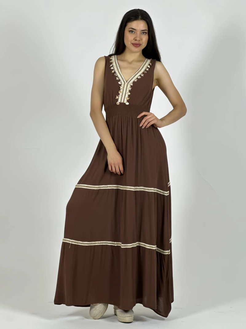 VESTIDO BOHO ESTRELLAS Y CONCHAS BLANCO - 2