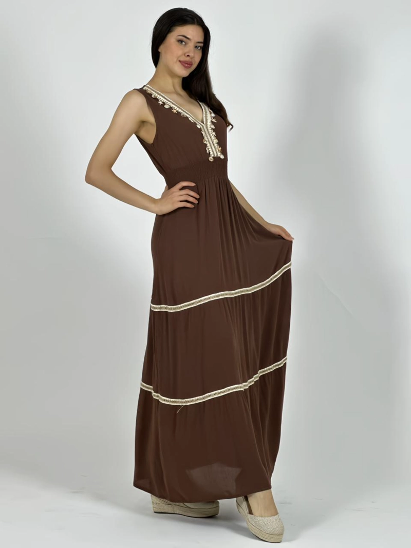 VESTIDO BOHO ESTRELLAS Y CONCHAS BLANCO - 3
