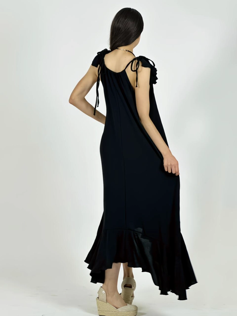 VESTIDO CEY ASIMETRICO TIRAS CON VUELOS VERDE - 3