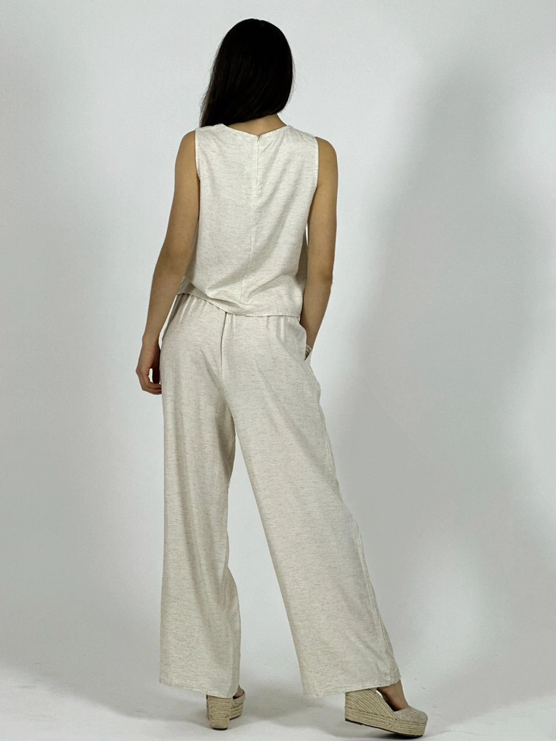 CONJUNTO DE LINO BORDADO BEIGE - 4