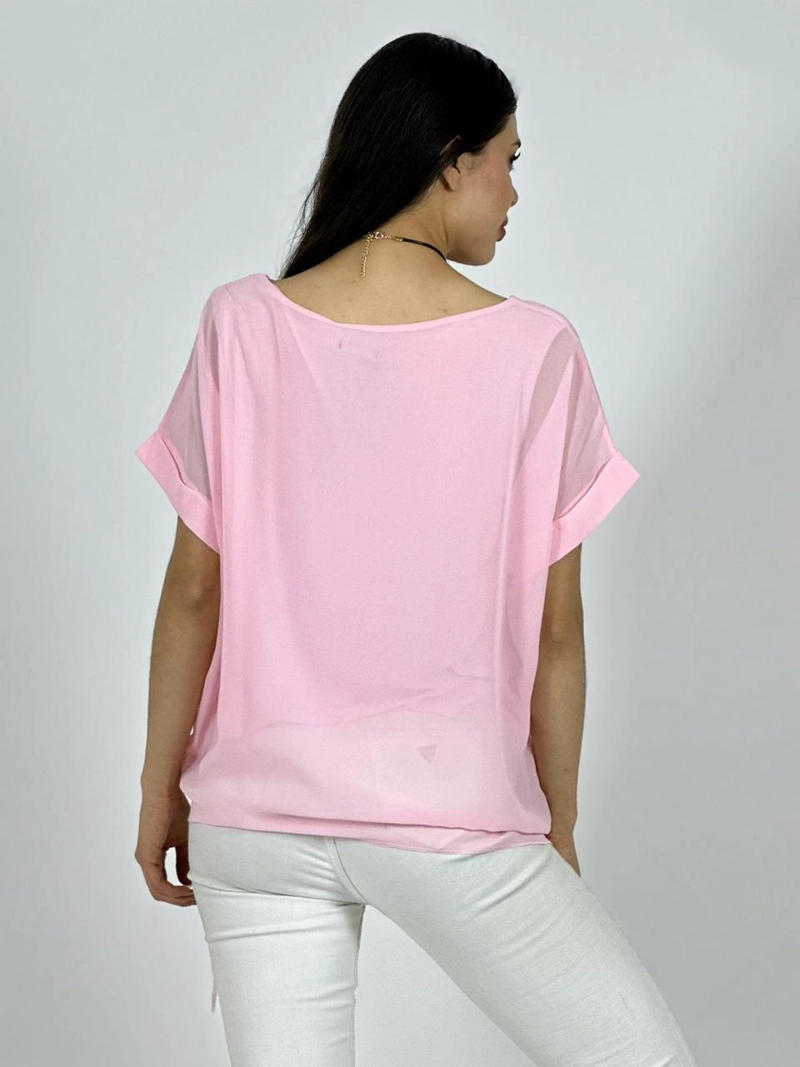 BLUSA CON GAZA FORRADA ANUDADA CAFE - 4