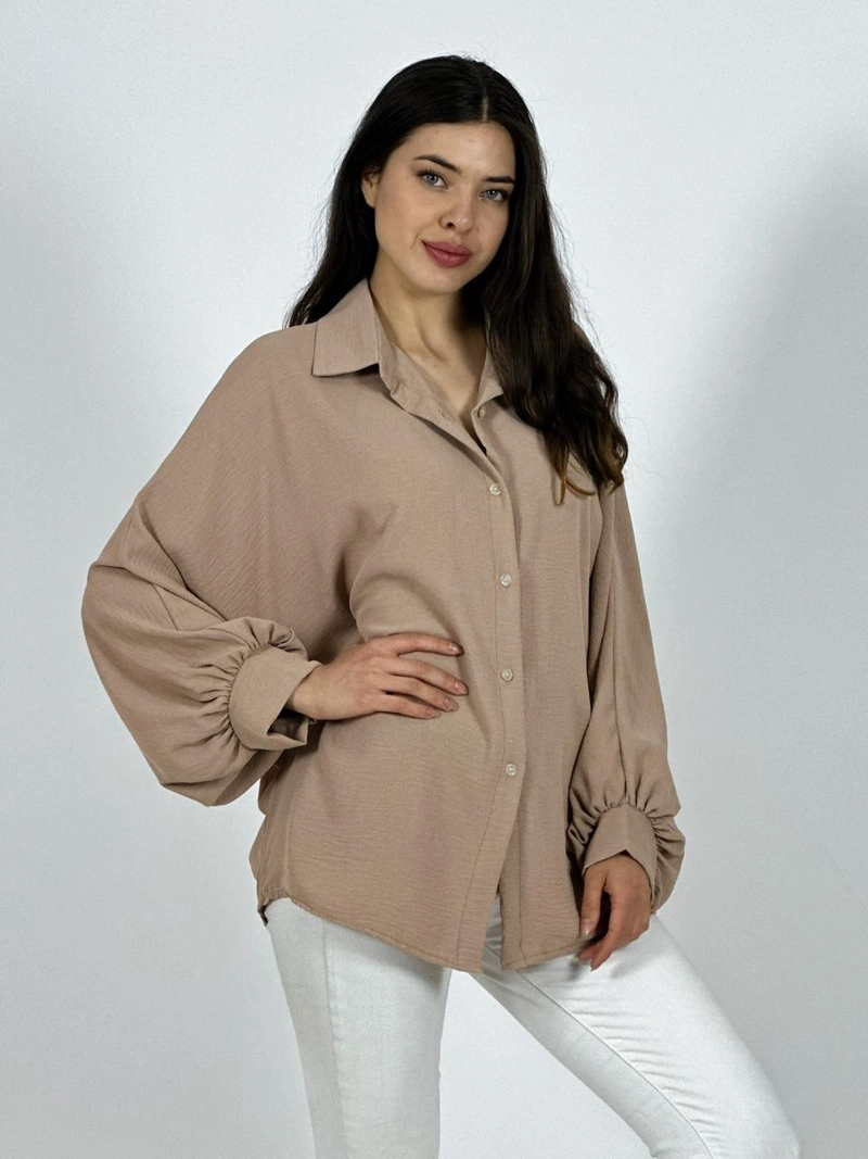 BLUSA ITALIANA CEY MANGA GLOBO BEIGE - 1