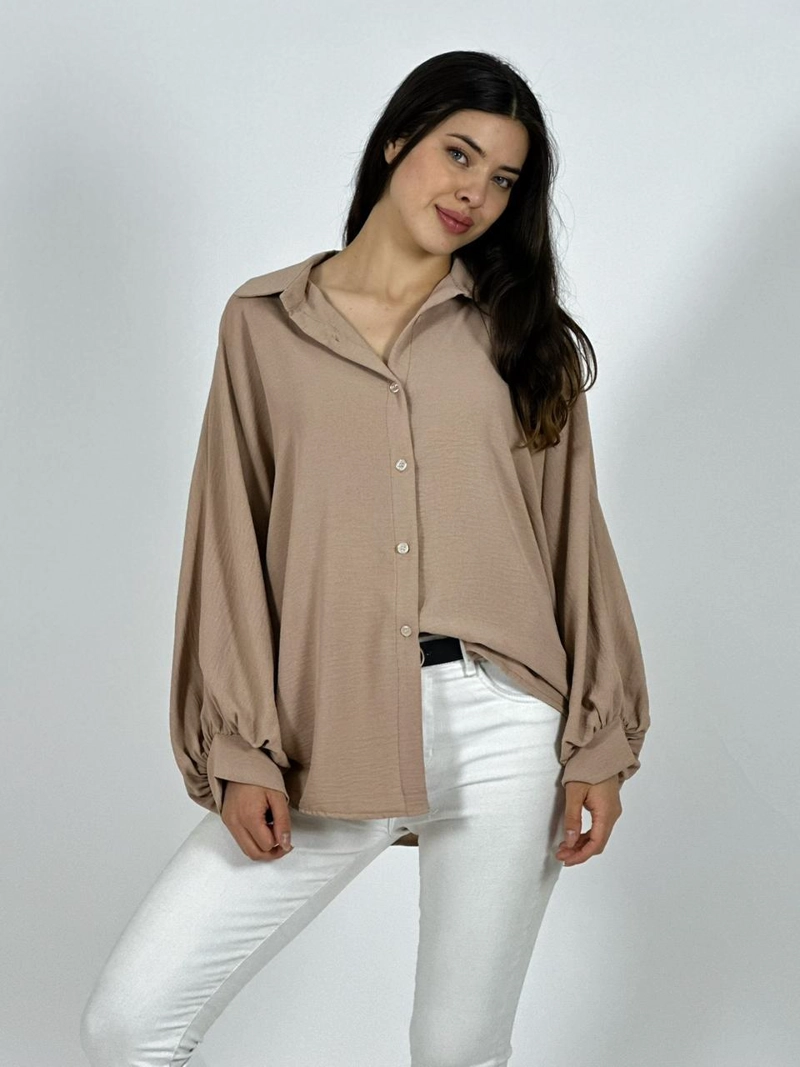 BLUSA ITALIANA CEY MANGA GLOBO BEIGE - 2