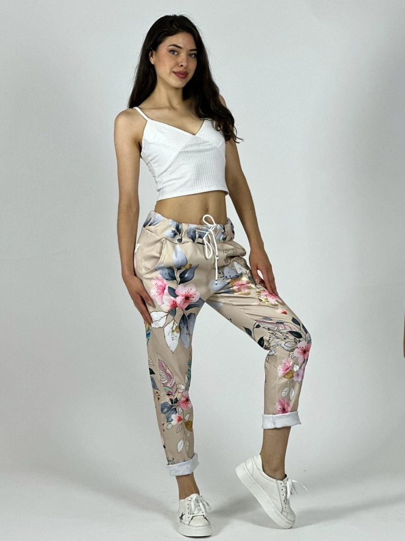 JOGGER ITALIANO VISCOSA FLORAL BLANCO - 1