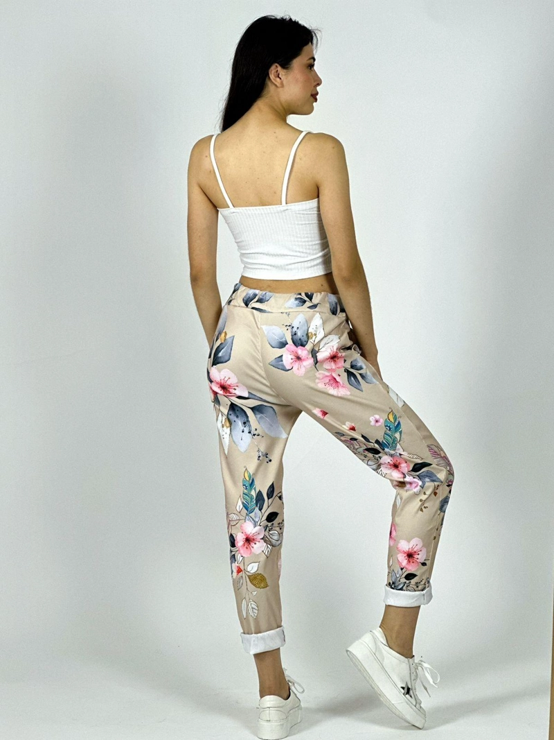 JOGGER ITALIANO VISCOSA FLORAL BLANCO - 3