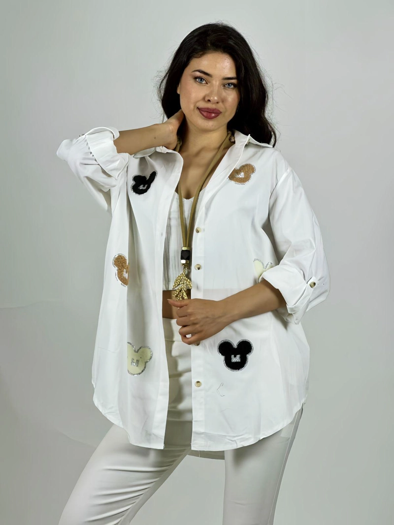 BLUSON MICKEY BRILLANTES BLANCO - 1