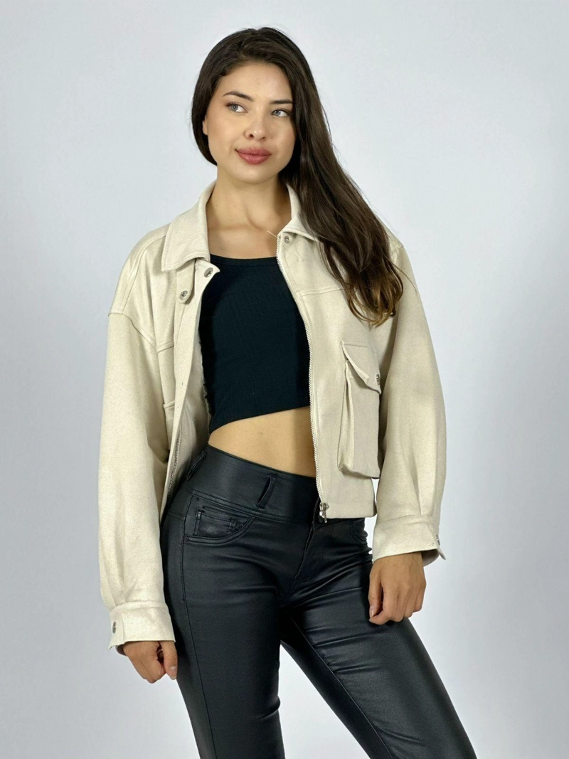 CHAQUETA GAMUZA FORRADA BOLSILLOS CARGO BURDEO - 3
