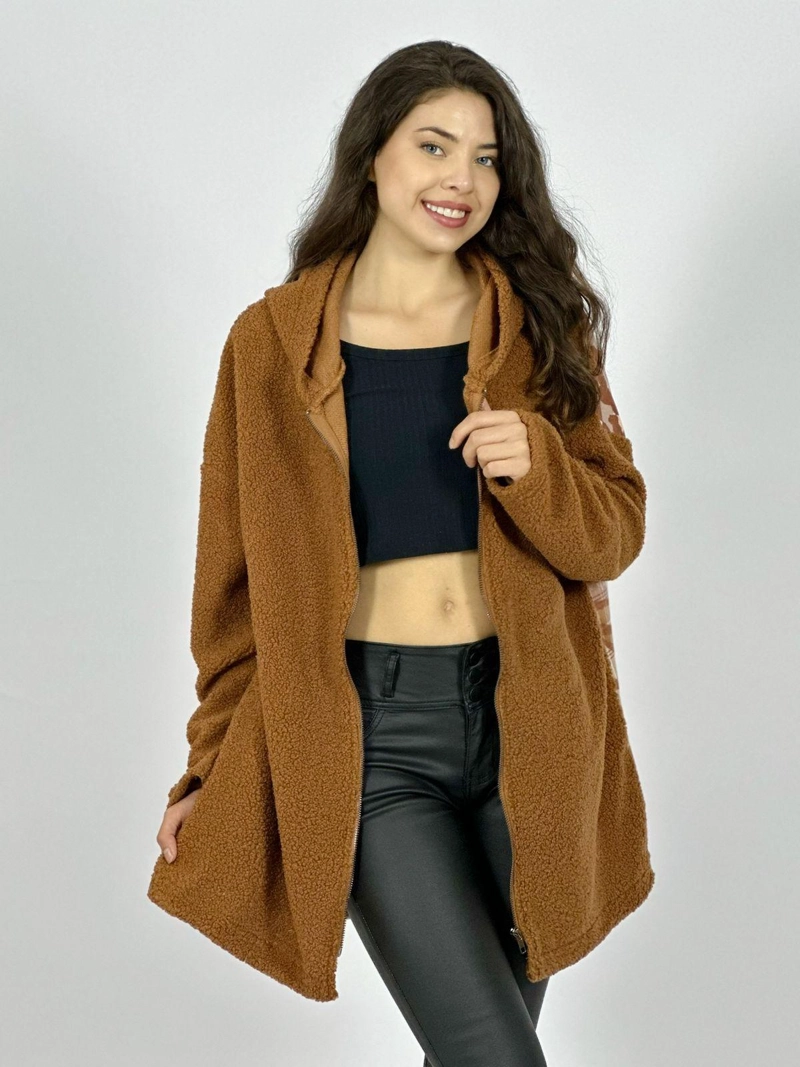 CHAQUETA CHIPORRO CON CAPUCHA CAMEL - 3