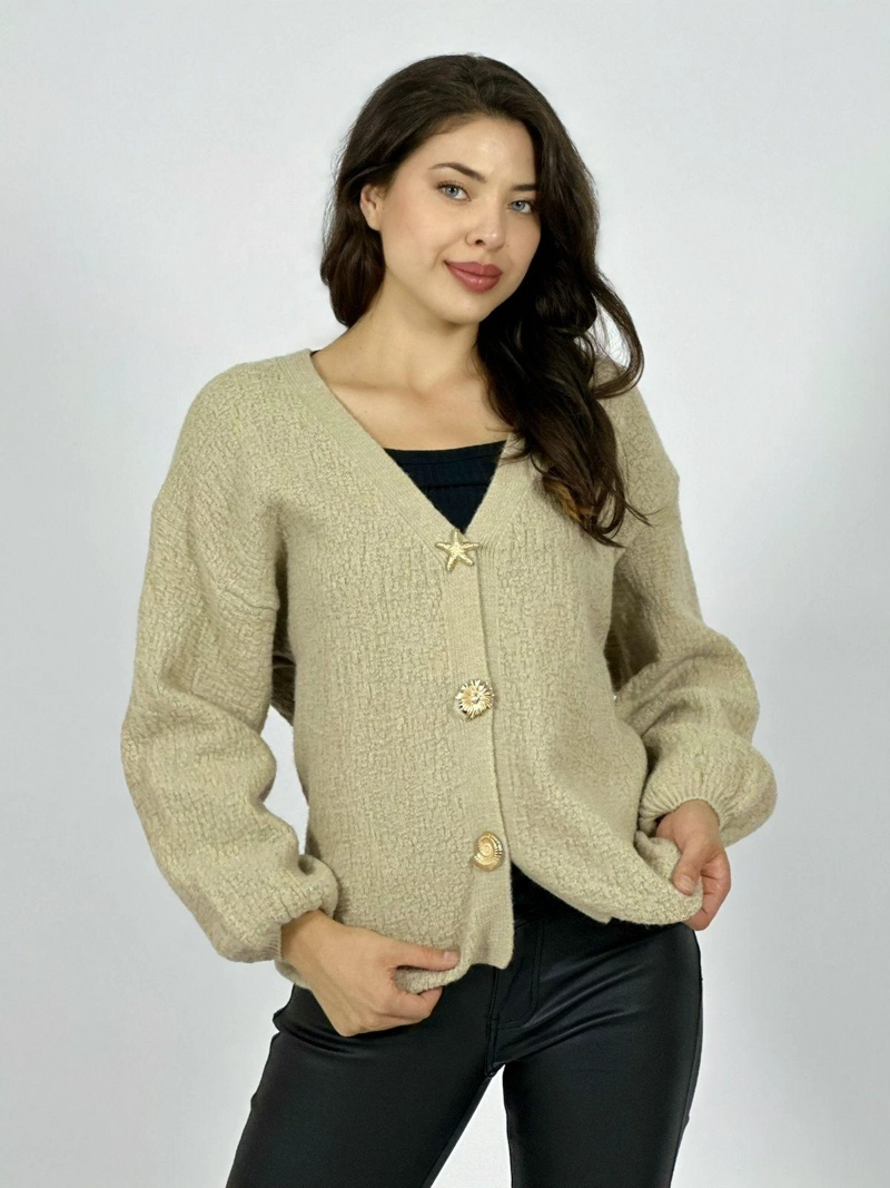 SWEATER LANA BOTONES CARACOLAS Y ESTRELLAS NEGRO - 1