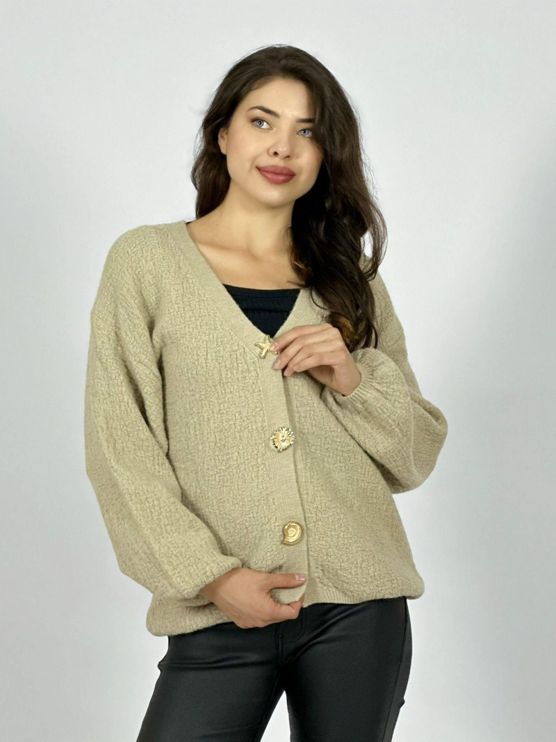 SWEATER LANA BOTONES CARACOLAS Y ESTRELLAS NEGRO - 2