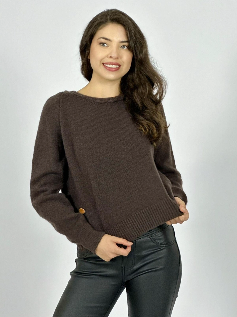 SWEATER DE LANA CON CAPUCHA BURDEO - 2