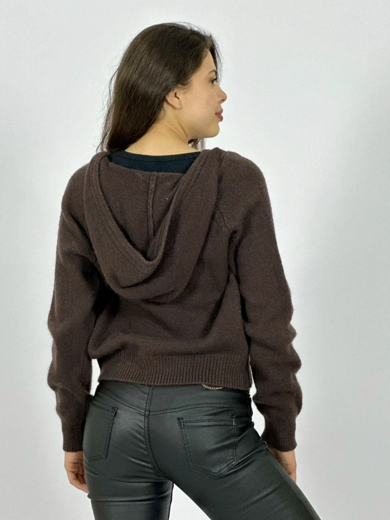 SWEATER DE LANA CON CAPUCHA BURDEO - 4