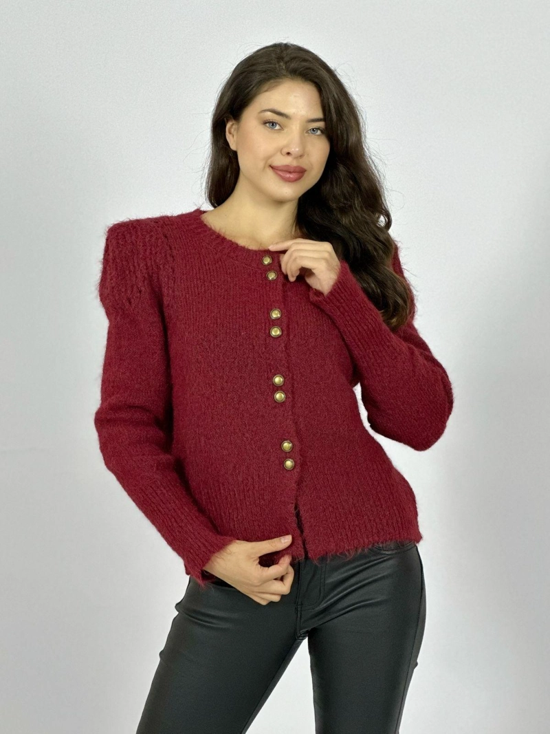 SWEATER LANA CORTO ABOTONADO CAFE - 1