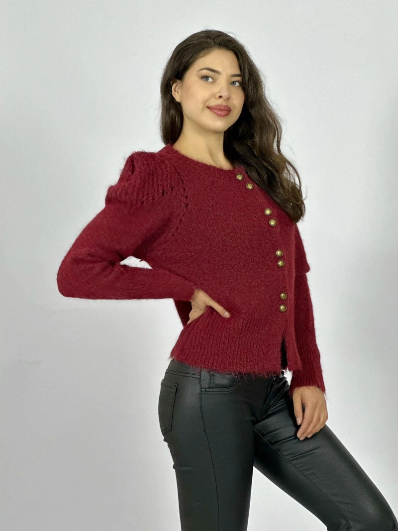 SWEATER LANA CORTO ABOTONADO CAFE - 3