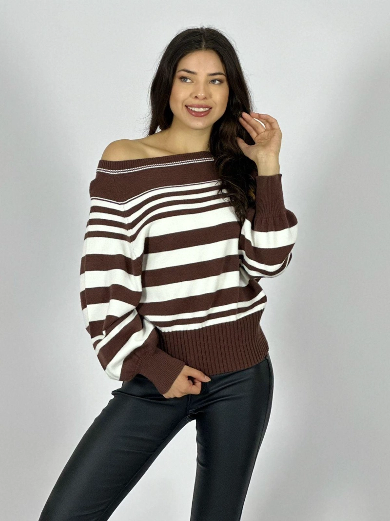 SWEATER DE RAYAS HORIZONTALES BEIGE - 1