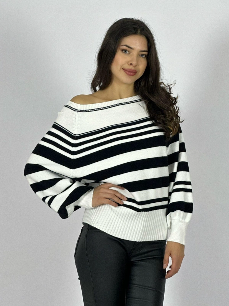 SWEATER DE RAYAS HORIZONTALES BEIGE - 1
