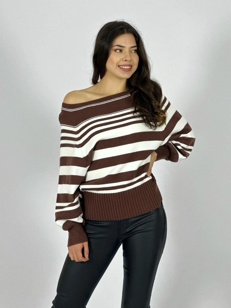 SWEATER DE RAYAS HORIZONTALES BEIGE - 2