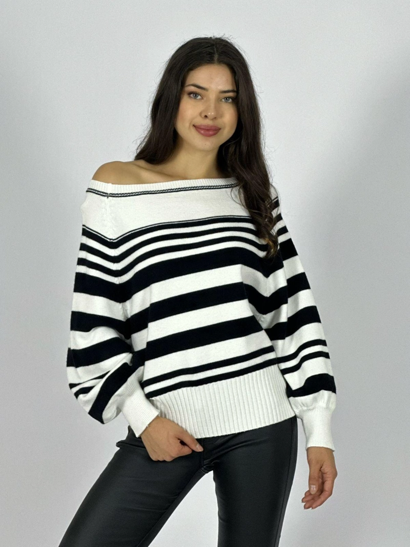 SWEATER DE RAYAS HORIZONTALES BEIGE - 2