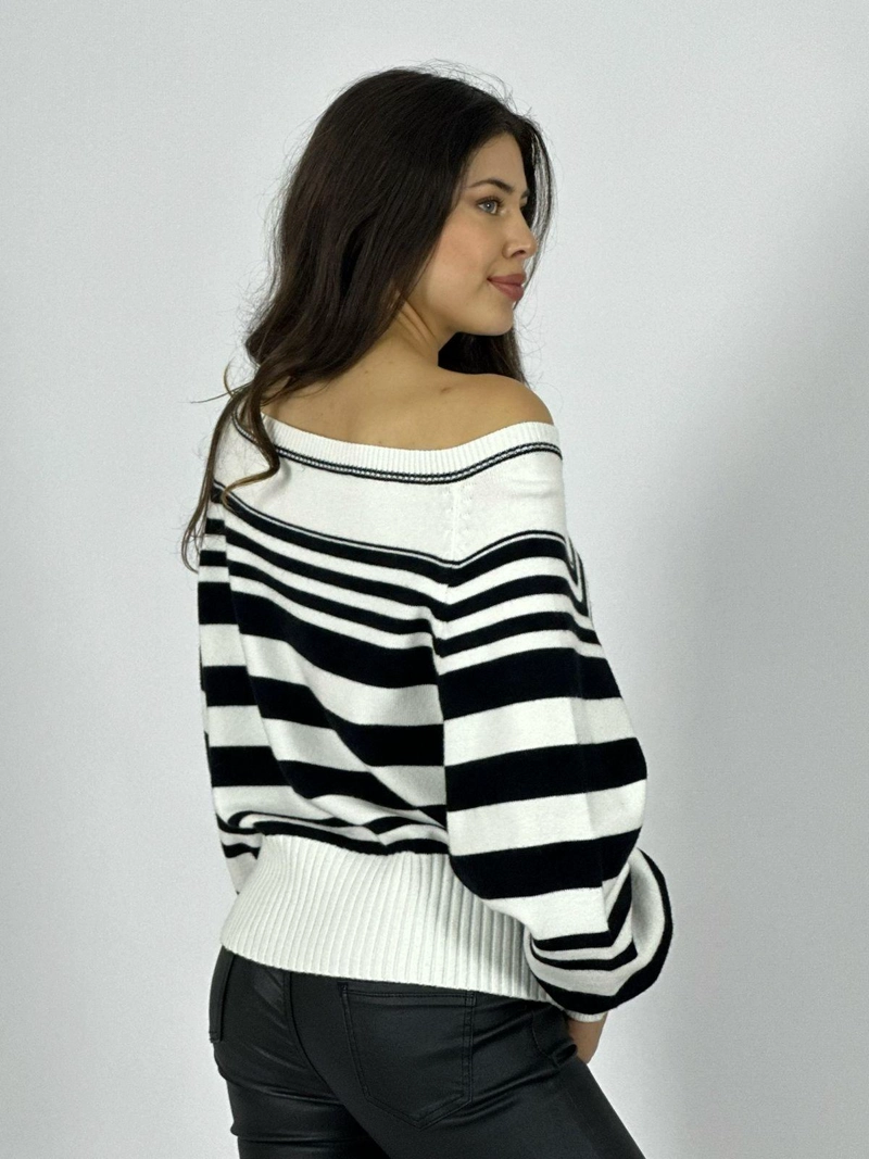 SWEATER DE RAYAS HORIZONTALES BEIGE - 3