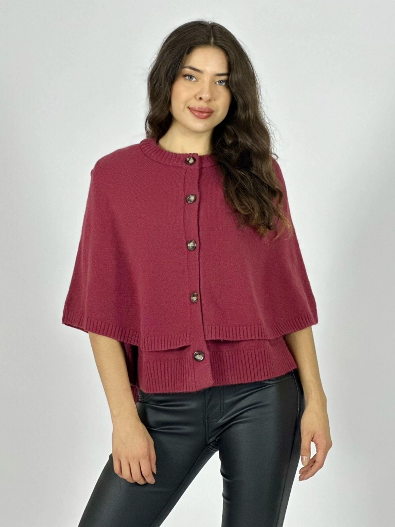 SWEATER LANA ABOTONADO TIPO PONCHO CAFE  OSCURO - 1
