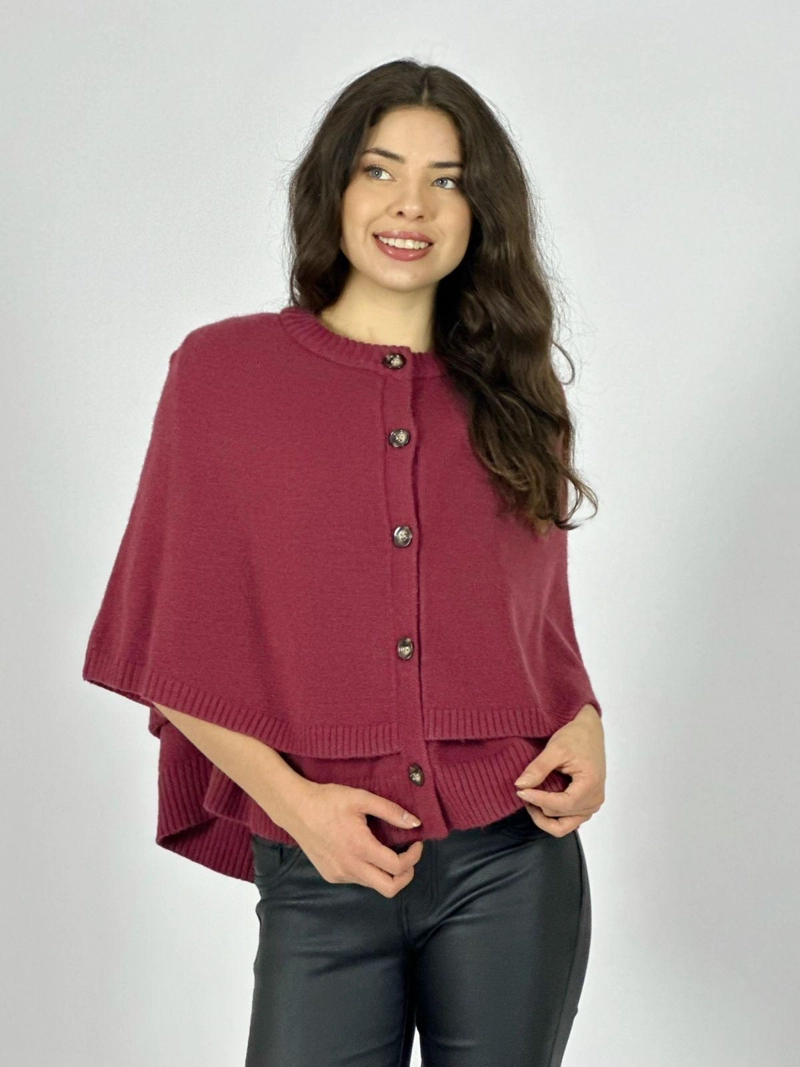 SWEATER LANA ABOTONADO TIPO PONCHO CAFE  OSCURO - 2
