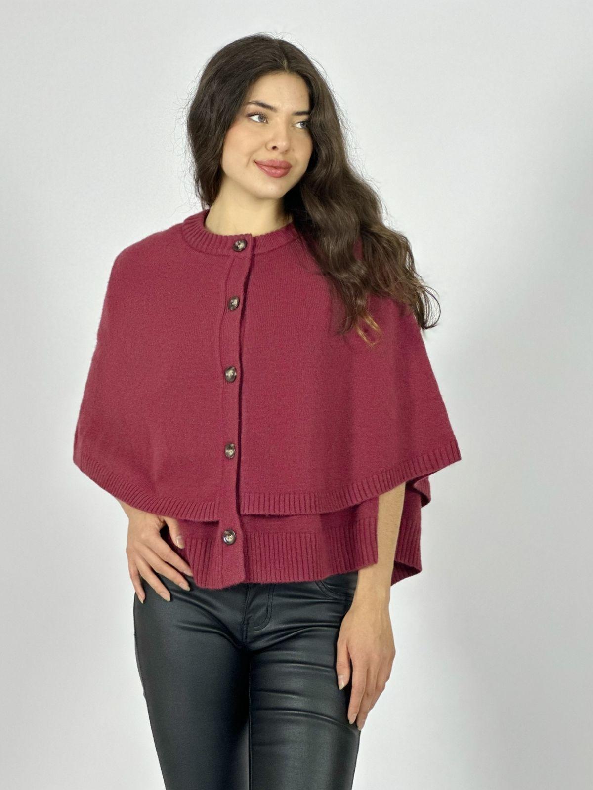 SWEATER LANA ABOTONADO TIPO PONCHO CAFE  OSCURO - 3